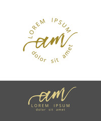 A M. Initials Monogram Logo Design. Dry Brush Calligraphy Artwork