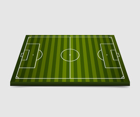 3d Football field. Soccer field isolated on white background. Vector illustration.