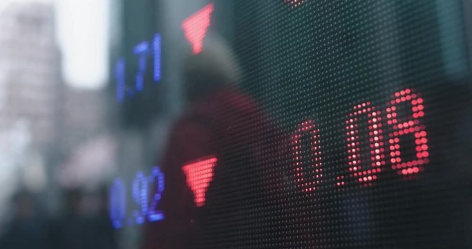 Stock market display in city