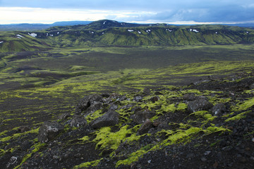 Evening on Lakagigar in Iceland
