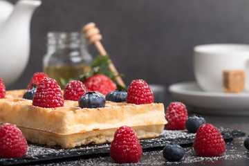 Brussels waffles with fresh fruit