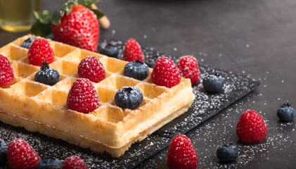 Brussels waffles with fresh fruit