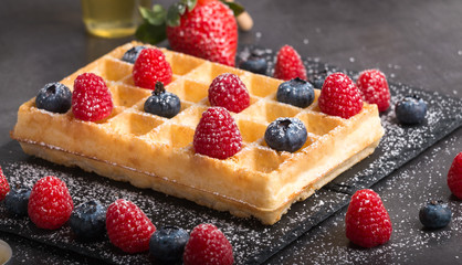 Brussels waffles with fresh fruit
