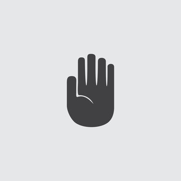 Hand stop icon in a flat design in a black color
