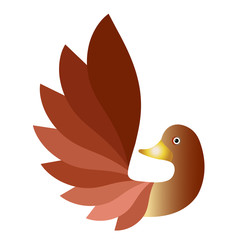 Creative image of a bird with a raised wing, logo