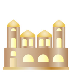 A large golden building with domes