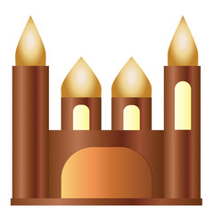 A rich brown building with golden domes