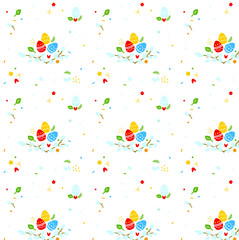 Easter seamless pattern on white background. 