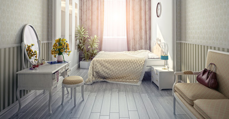 bedroom. 3d rendering