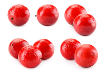 Red pepper isolated on white background. Peppercorn collection. Macro. Full depth of field.