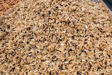 Fresh peeled walnuts sold at city farmers market