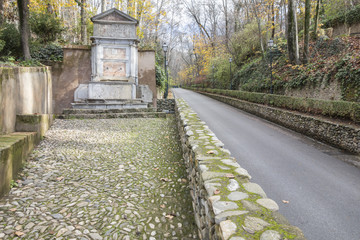 Garden forest promenade close to Alhambra,Granada, Spain.