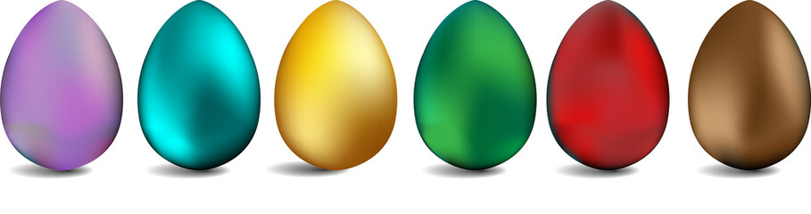 Set of realistic eggs on white background. Easter collection. Vector illustration Easter eggs