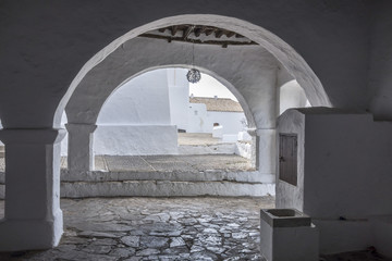  Church of santa eularia, fortified medieval building, hill of puig de missa .Santa Eularia des Riu, Ibiza, Spain.