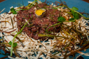 Meat tartar, restaurant dish