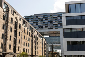 Modern complex of buildings on the bank of Rhine in Cologne, Germany