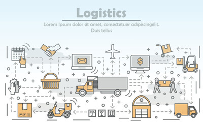 Logistics concept vector flat line art illustration