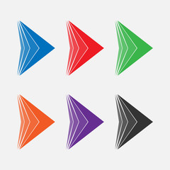 Set of bright colored arrows. Pointers for the website. Stylish arrows on white background.