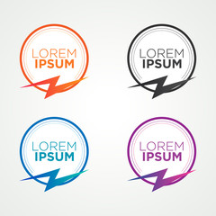 Beautiful color banners for text. Round colored banners with lightning.