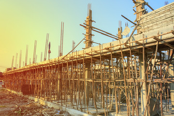 construction site build the tower on background sky