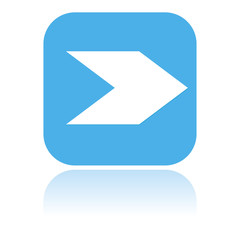 Arrow icon. Square blue icon with reflection