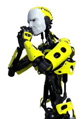 3D Rendering Male Robot on White