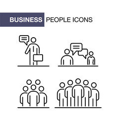 Business people icons set simple line flat illustration
