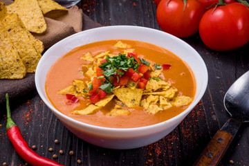 pumpkin soup with nachos