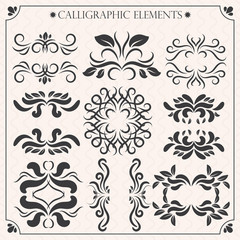 Vector set of calligraphic design elements and page decorations2