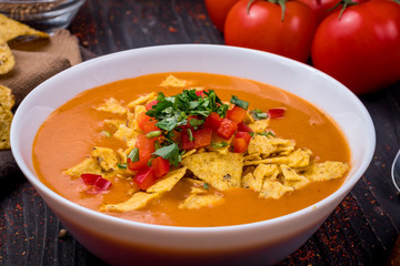 pumpkin soup with nachos