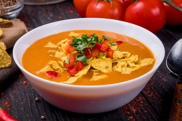 pumpkin soup with nachos