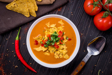 pumpkin soup with nachos