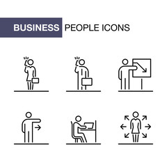 Business people icons set simple line flat illustration