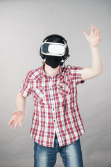 Gamer man wearing VR