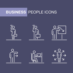 Fototapeta na wymiar Business people icons set simple line flat illustration