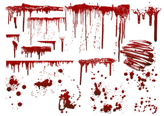 collection various blood or paint splatters,Halloween concept	 - obrazy, fototapety, plakaty