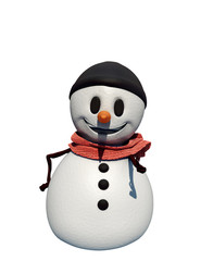A snowman illustration made on the 3D software. 