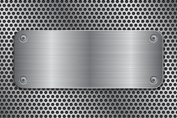 Metal plate with screws on perforated texture