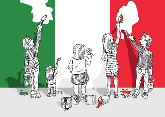 Foto auf Acrylglas italiaanse vlag schilderen © emieldelange