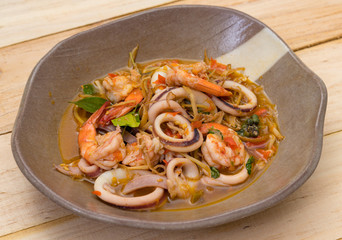 Fried shrimp with squid