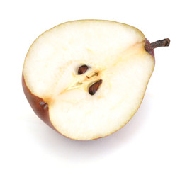 Haft red pear isolated on white