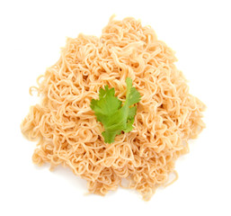 Egg noodles, isolated on white background.