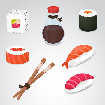 Sushi vector icon on white background.