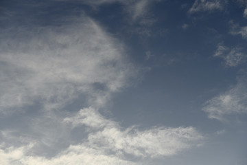 Fototapeta premium 青空と雲「空想・雲のモンスターたち「子供（画面下）を見守る親モンスター（画面上）などのイメージ）親の愛情、家族の絆を大事にする、我が子を慈しむなどのイメージ