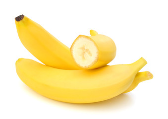 fresh bananas on white background