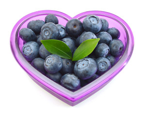 blue berries in box isolated on white background