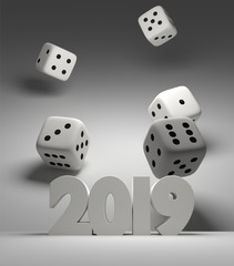 2019 white bold letters 3d rendering