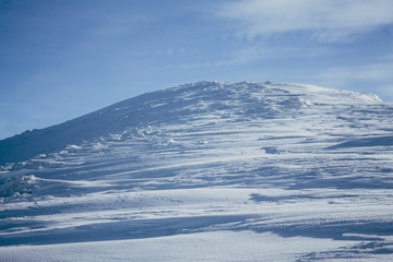 Fototapeta na wymiar Ski slope in snowy Gorgany mountains