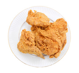 fried chicken on a plate on white background