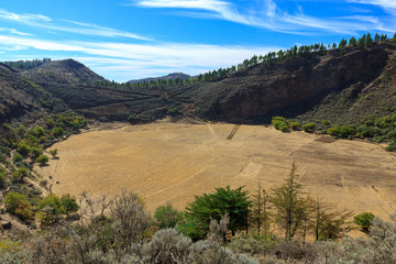 Volcano caldera in mountains on Gran Canaria.